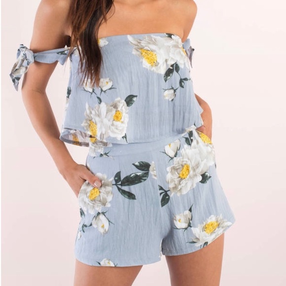 Tobi Blue Floral Romper Set - Picture 2 of 5